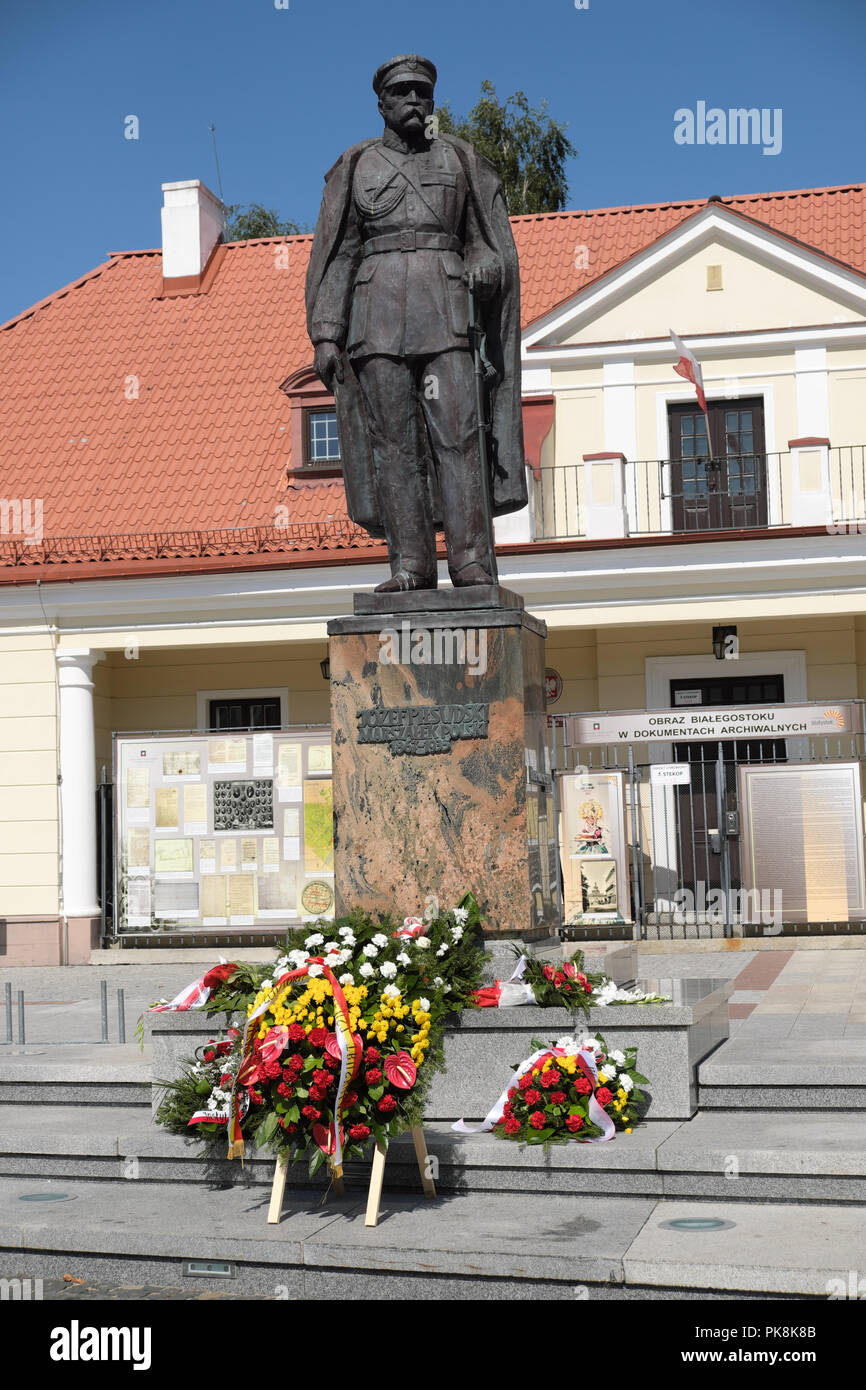 Statue of Marshal Jozef Pilsudski in Bialystok city centre Poland Stock Photo