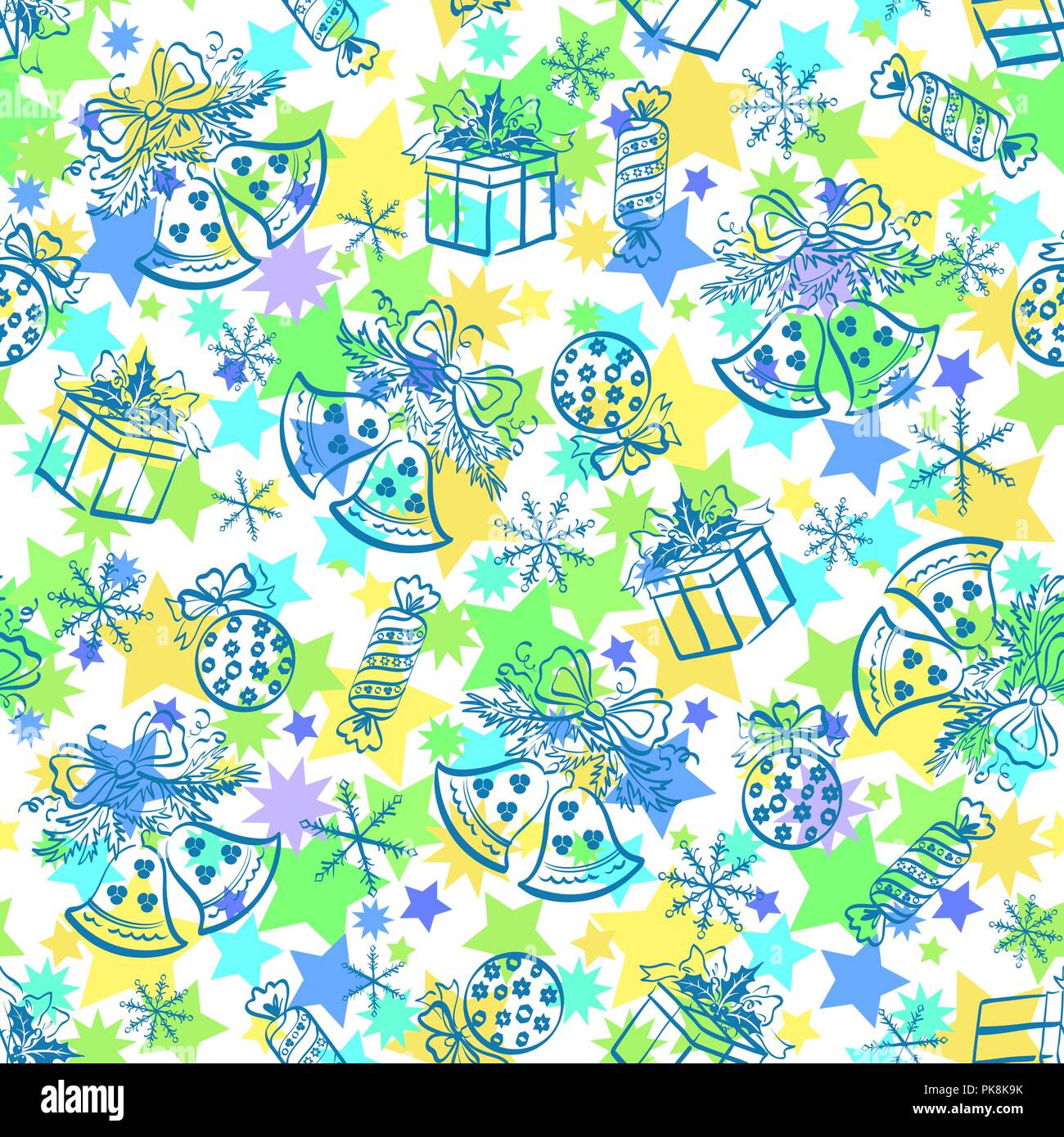 Christmas seamless pattern with holiday elements and symbols. Vector ...