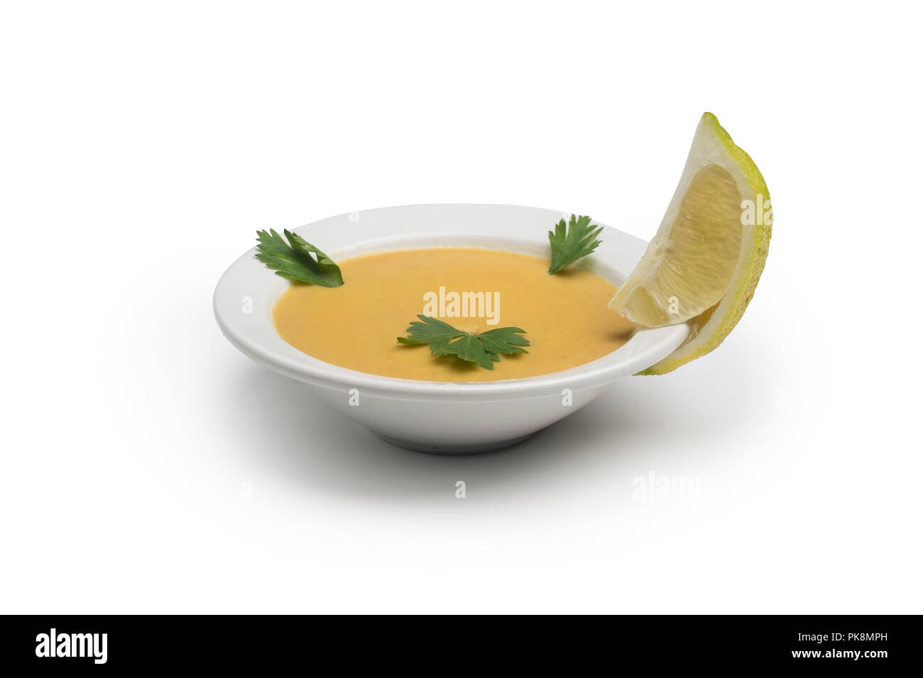 Lentil Soup isolated on white, Clipping Path included Stock Photo