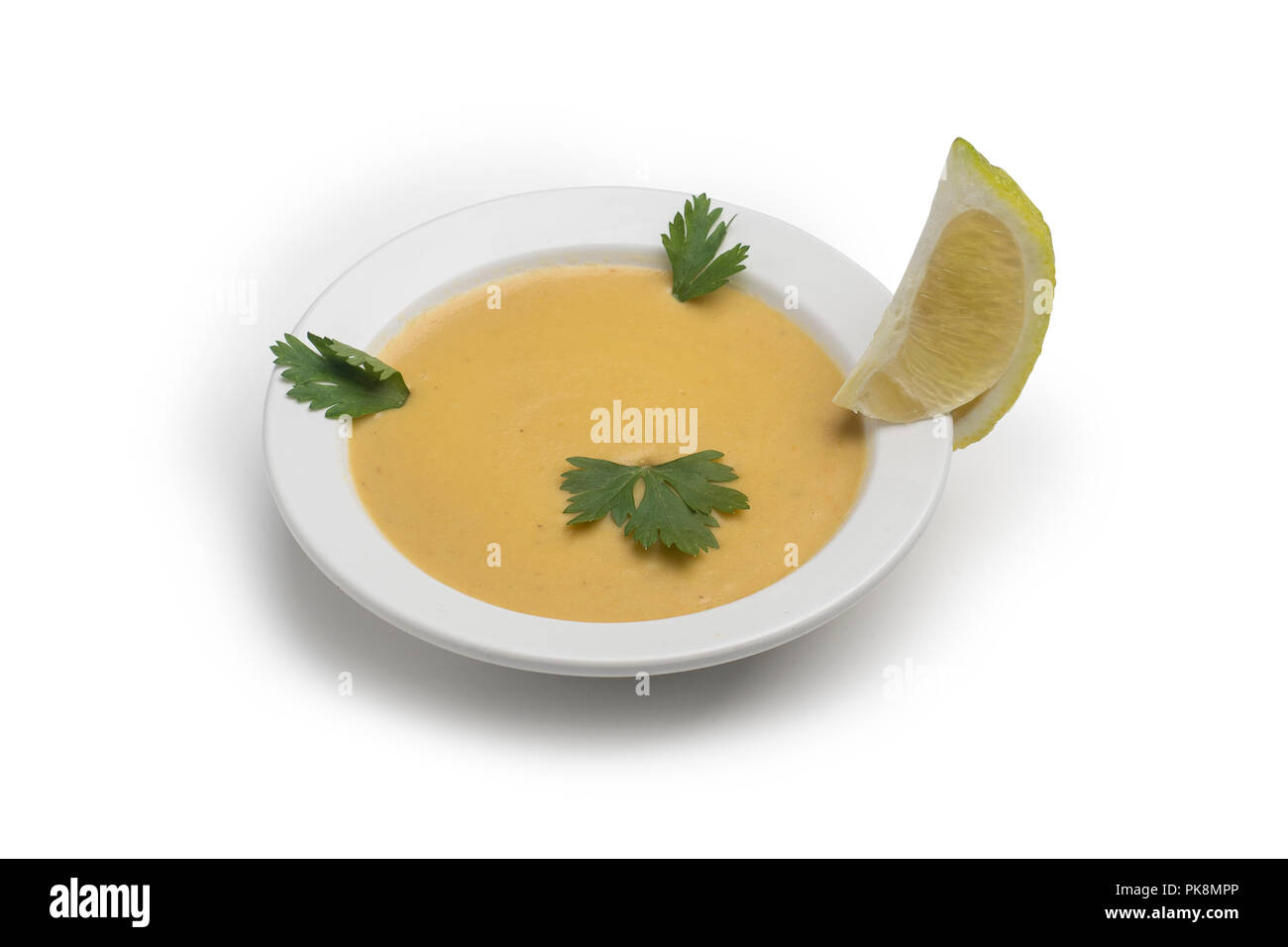Lentil Soup isolated on white, Clipping Path included Stock Photo