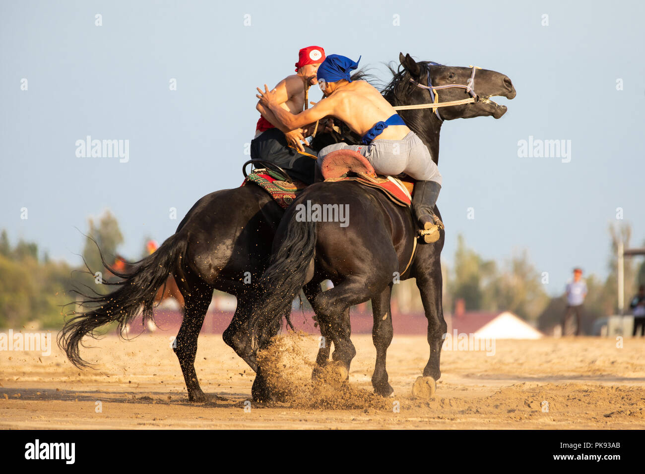 Horseback wrestling of horsemen hi-res stock photography and images - Alamy