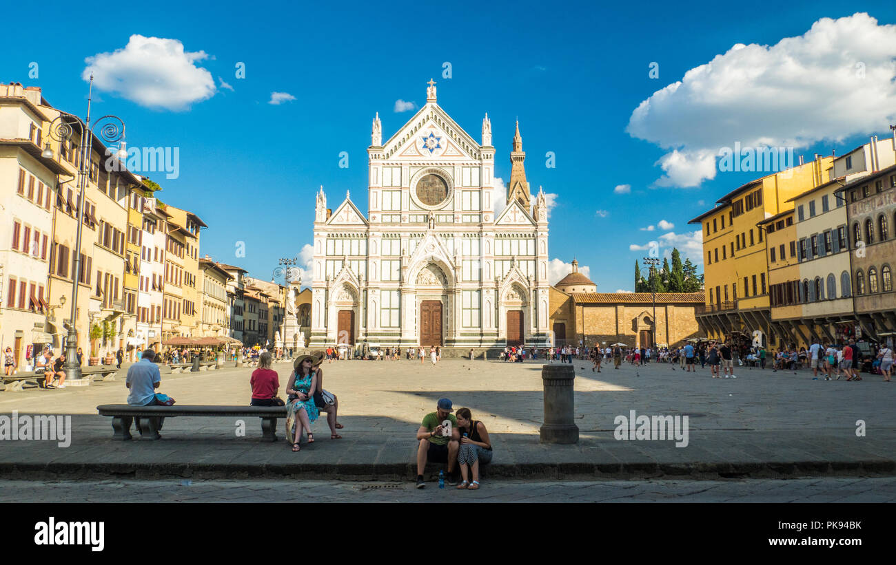 The Basilica di Santa Croce in Piazza di Santa Croce, Florence, Tuscany, Italy. Stock Photo