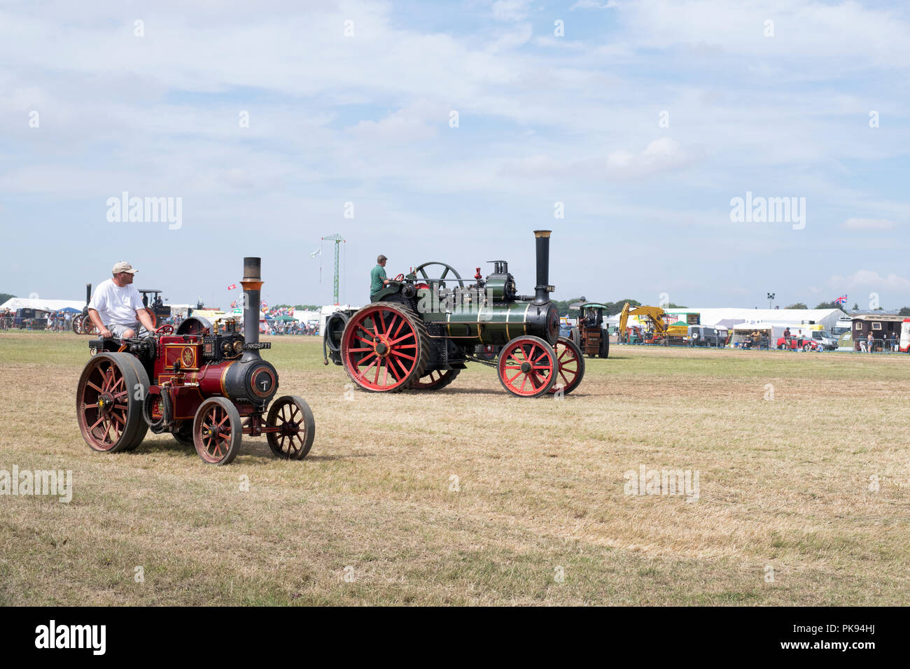 Traction engines at a steam fair in England Stock Photo