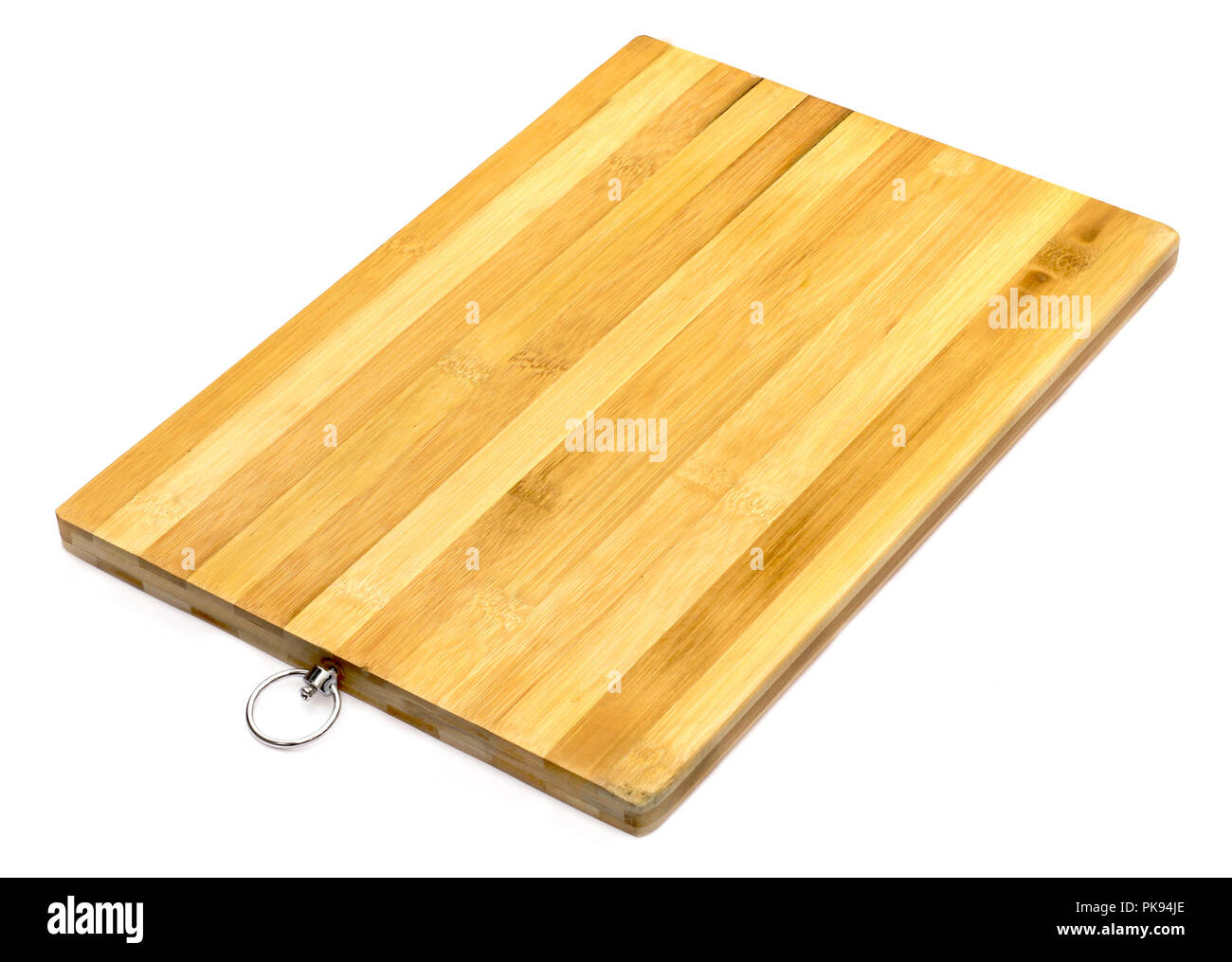 Wooden chopping block for butcher isolated over white background Stock Photo