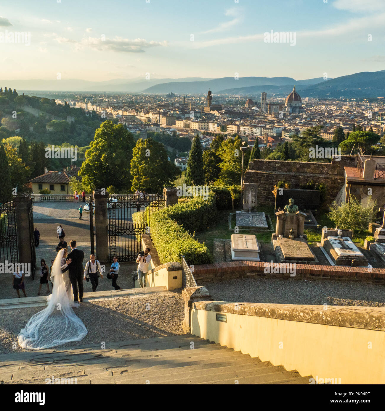 View from the San Miniato al Monte basilica over Florence as a wedding ...