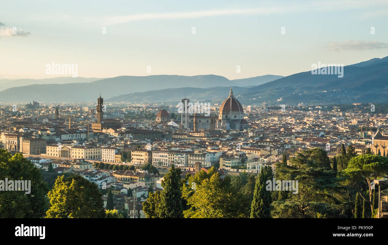 View from the San Miniato al Monte basilica over Florence, Tuscany ...