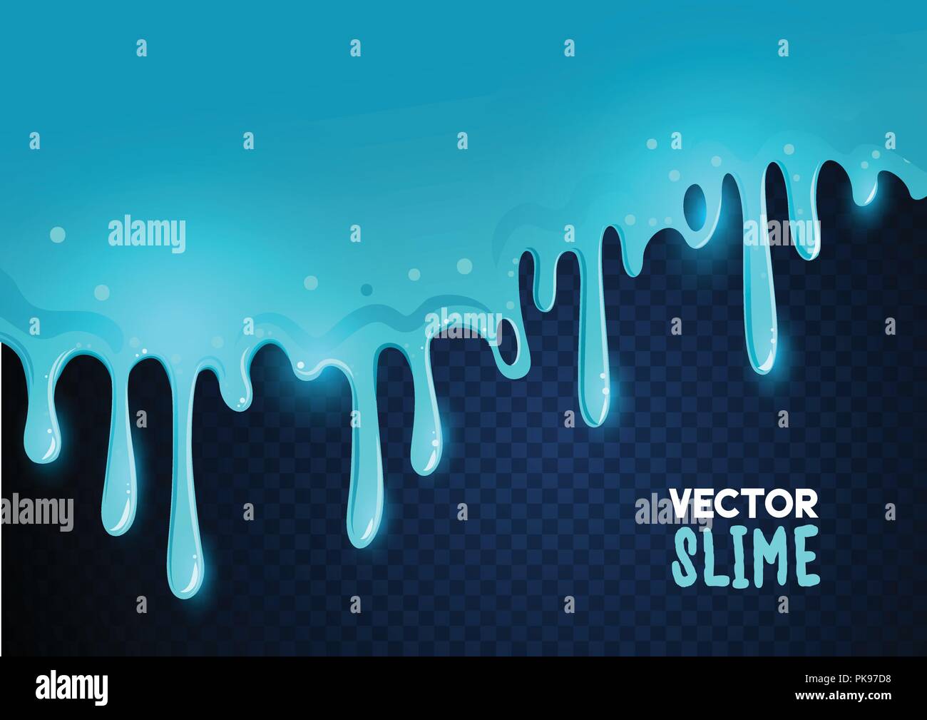 Sticky blue oozing blue slime dripping texture background. Vector illustration Stock Vector