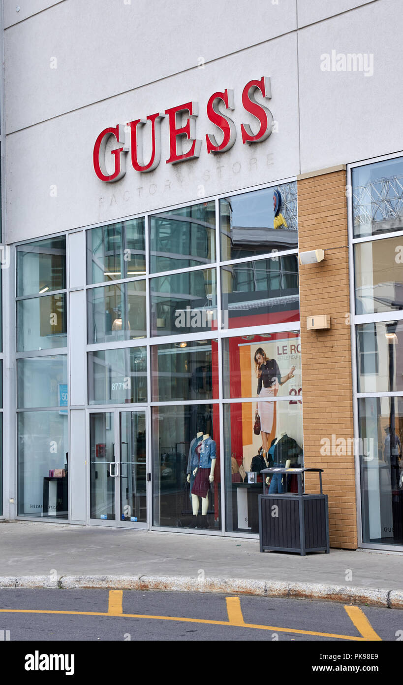 MONTREAL, CANADA - August 28, 2018: Guess boutique in Montreal. Guess is an American clothing brand and retailer. Stock Photo