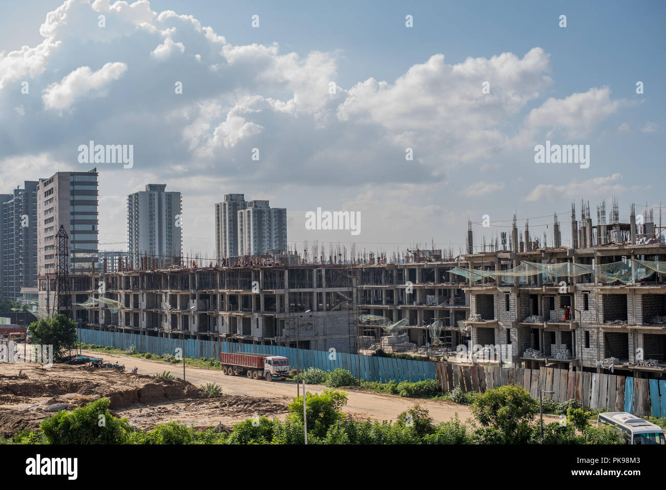 View of an urban construction site of a building. Stock Photo