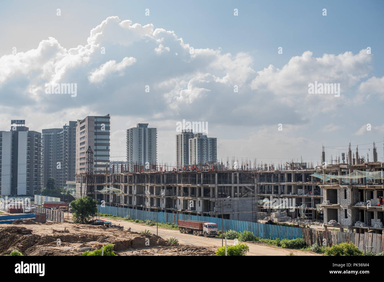 View of an urban construction site of a building. Stock Photo