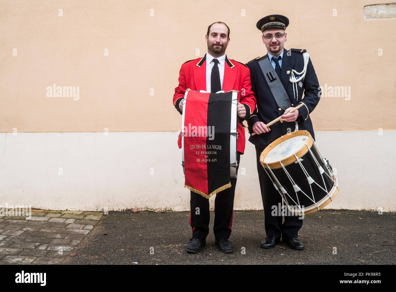 Auvergne-Rhône-Alpes, France. Musicians at the festival of the conscripts. Stock Photo