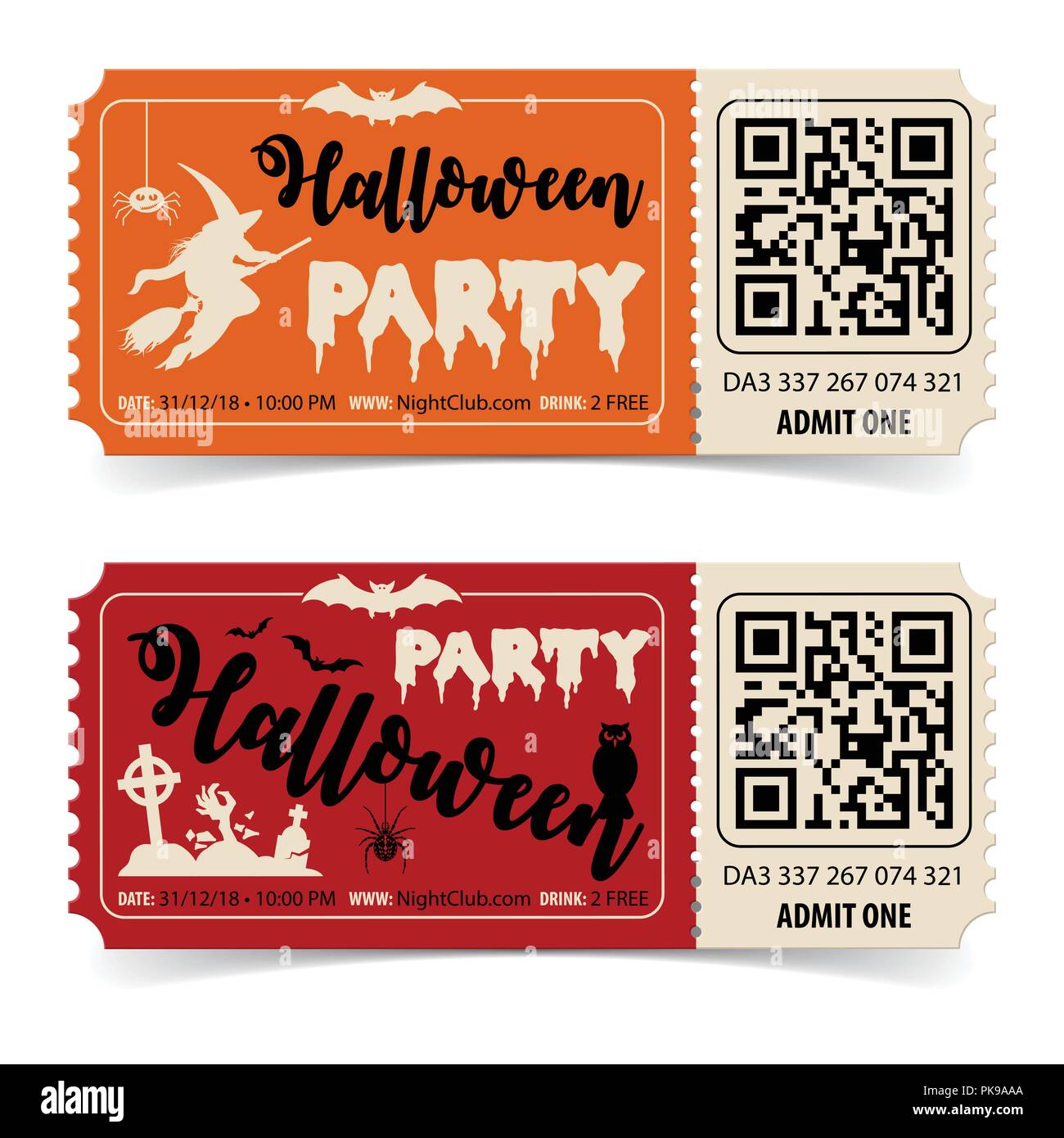 Happy Halloween Party Tickets Stock Vector