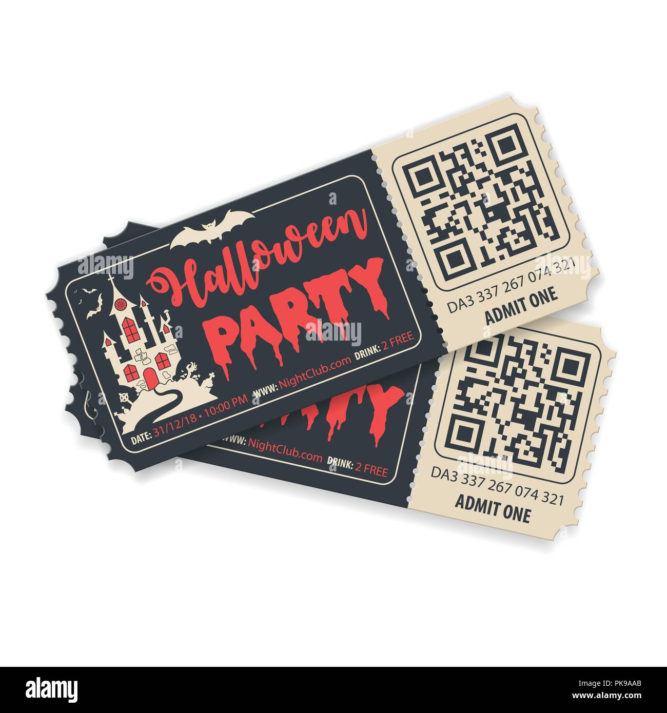 Happy Halloween Party Tickets Stock Vector