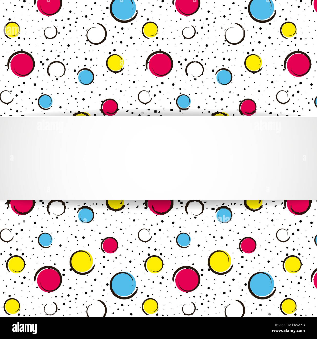 Pop art colorful confetti background. Big colored spots and circ Stock Vector