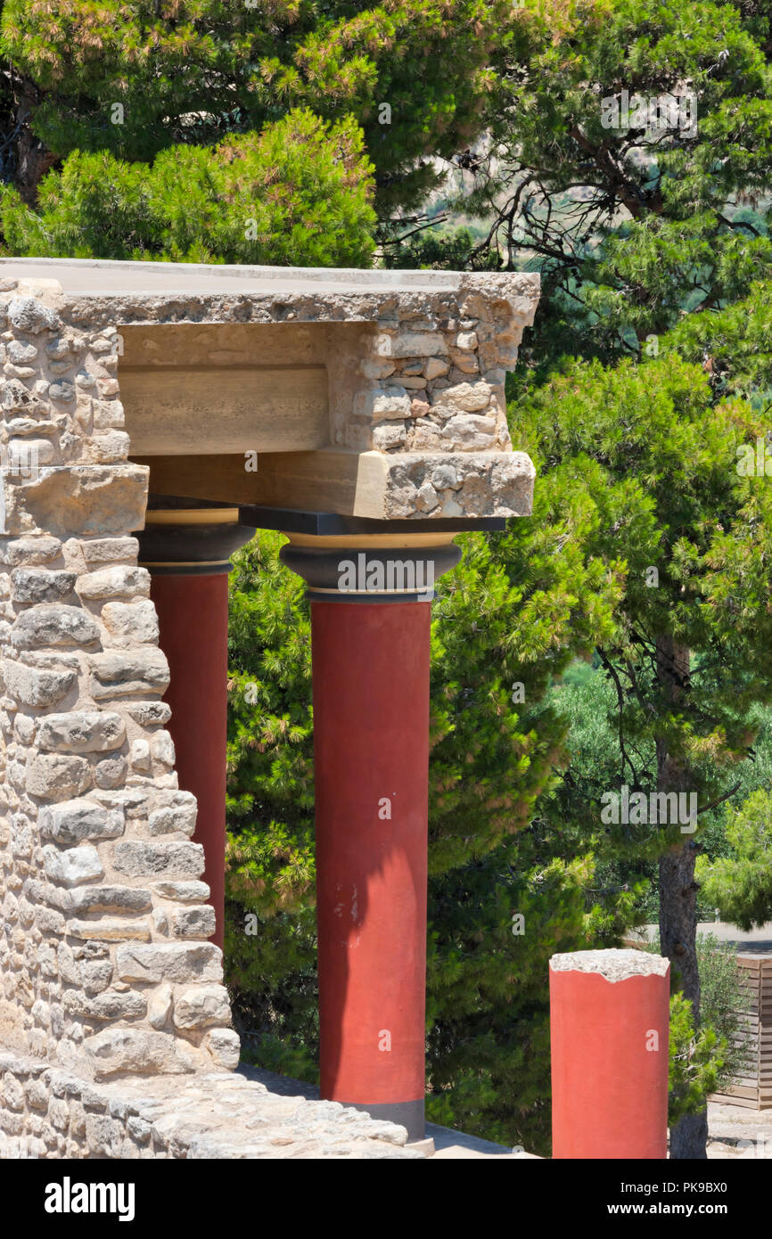 The Minoan Palace at Knossos, Crete Island, Greece Stock Photo