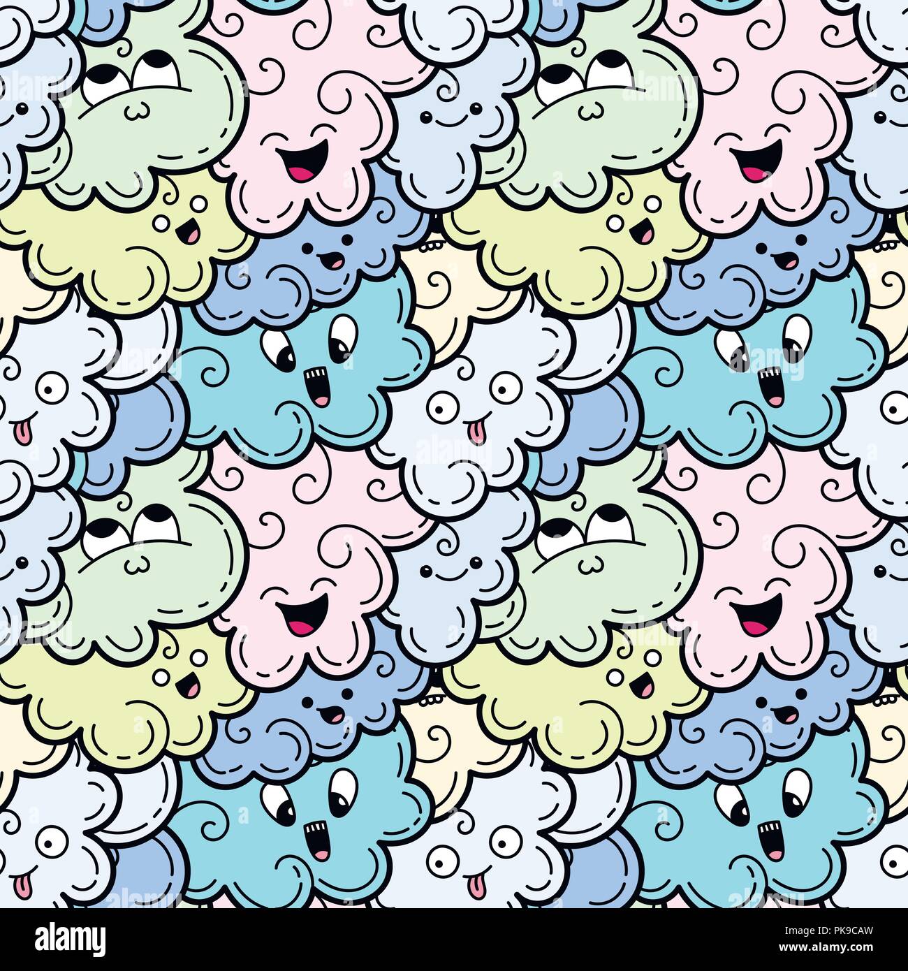 Seamless pattern with funny doodle clouds for prints, designs and ...