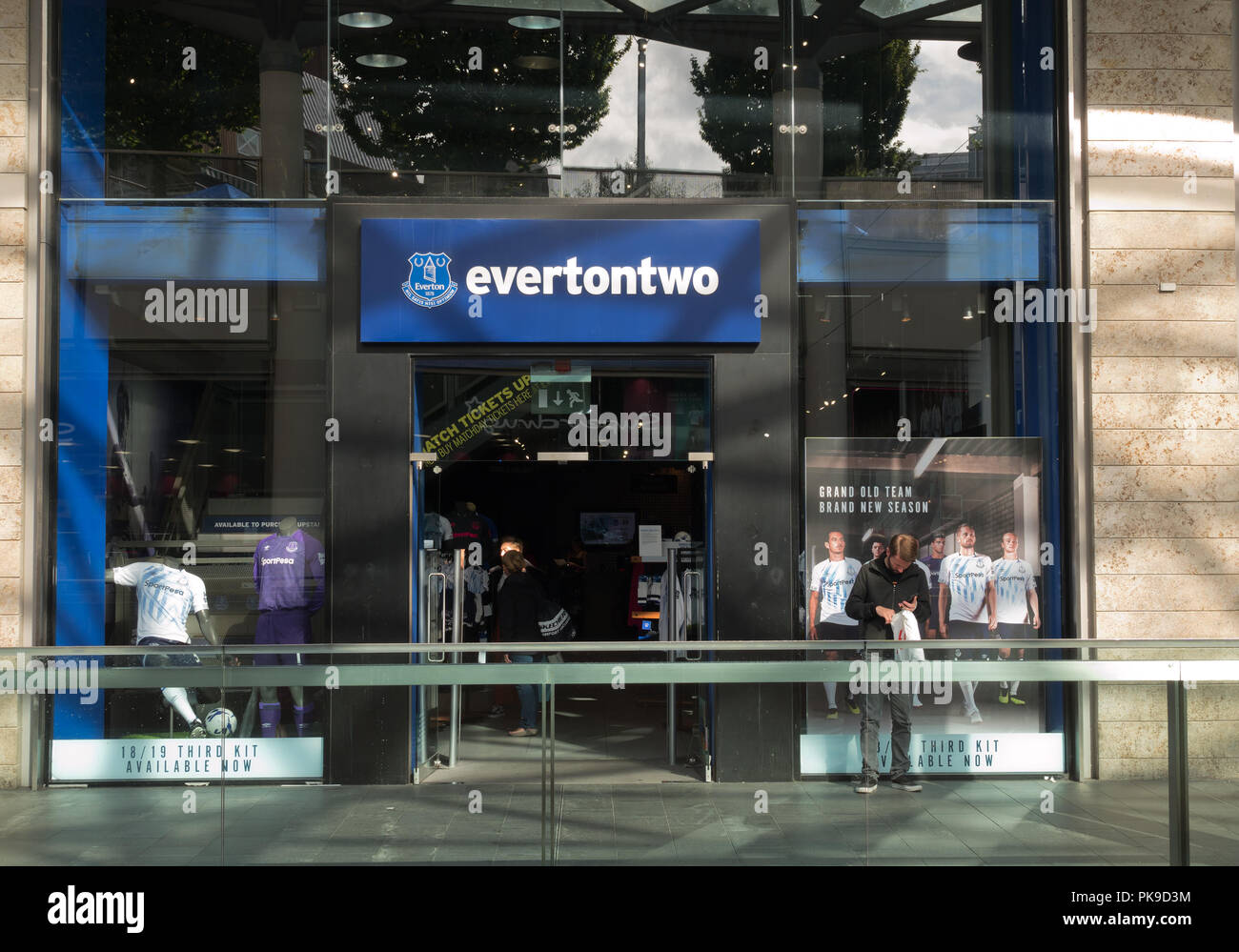 Everton FC club store at Liverpool One shopping complex Liverpool UK. Stock Photo