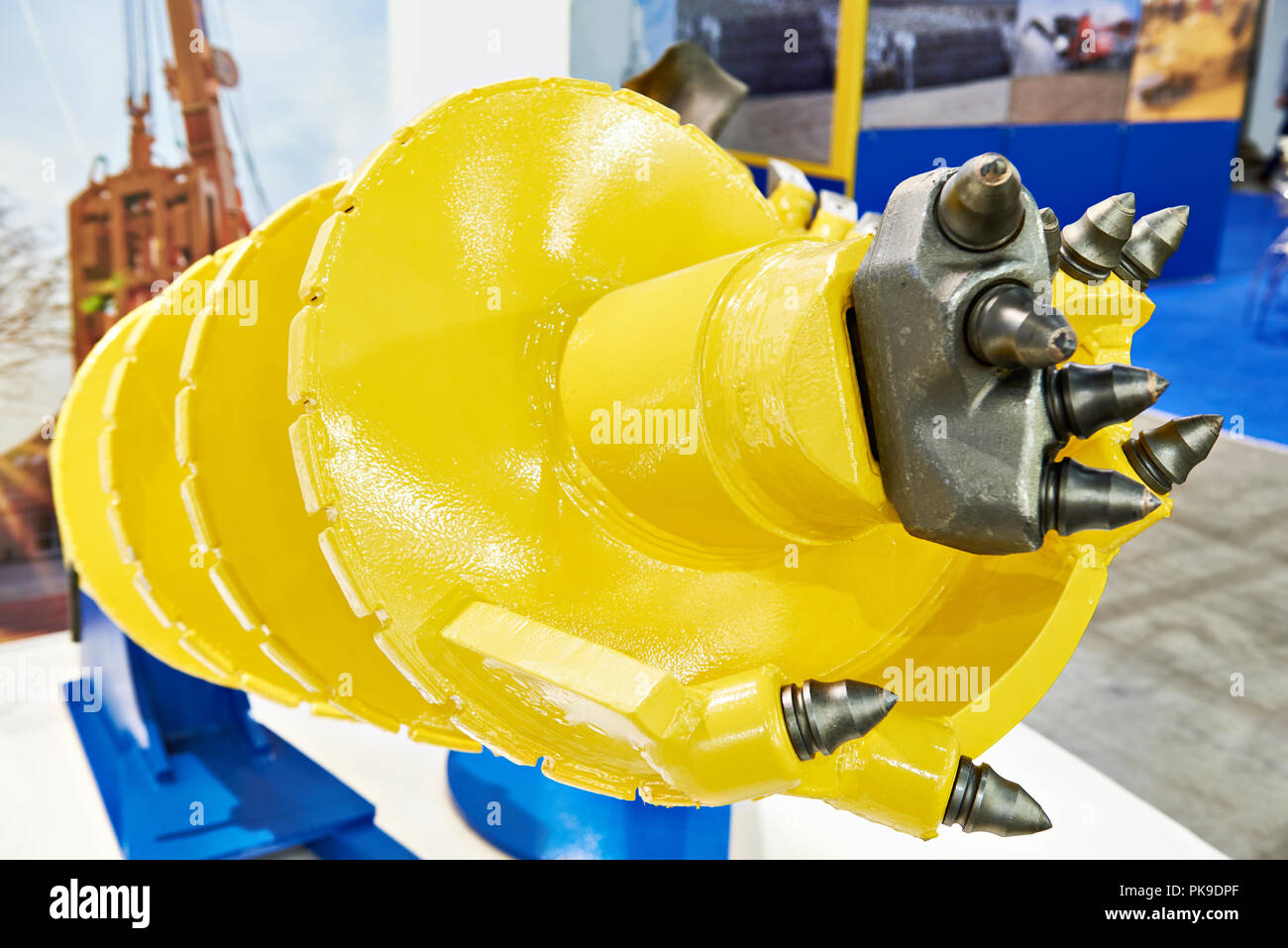 Auger drill with round teeth closeup Stock Photo