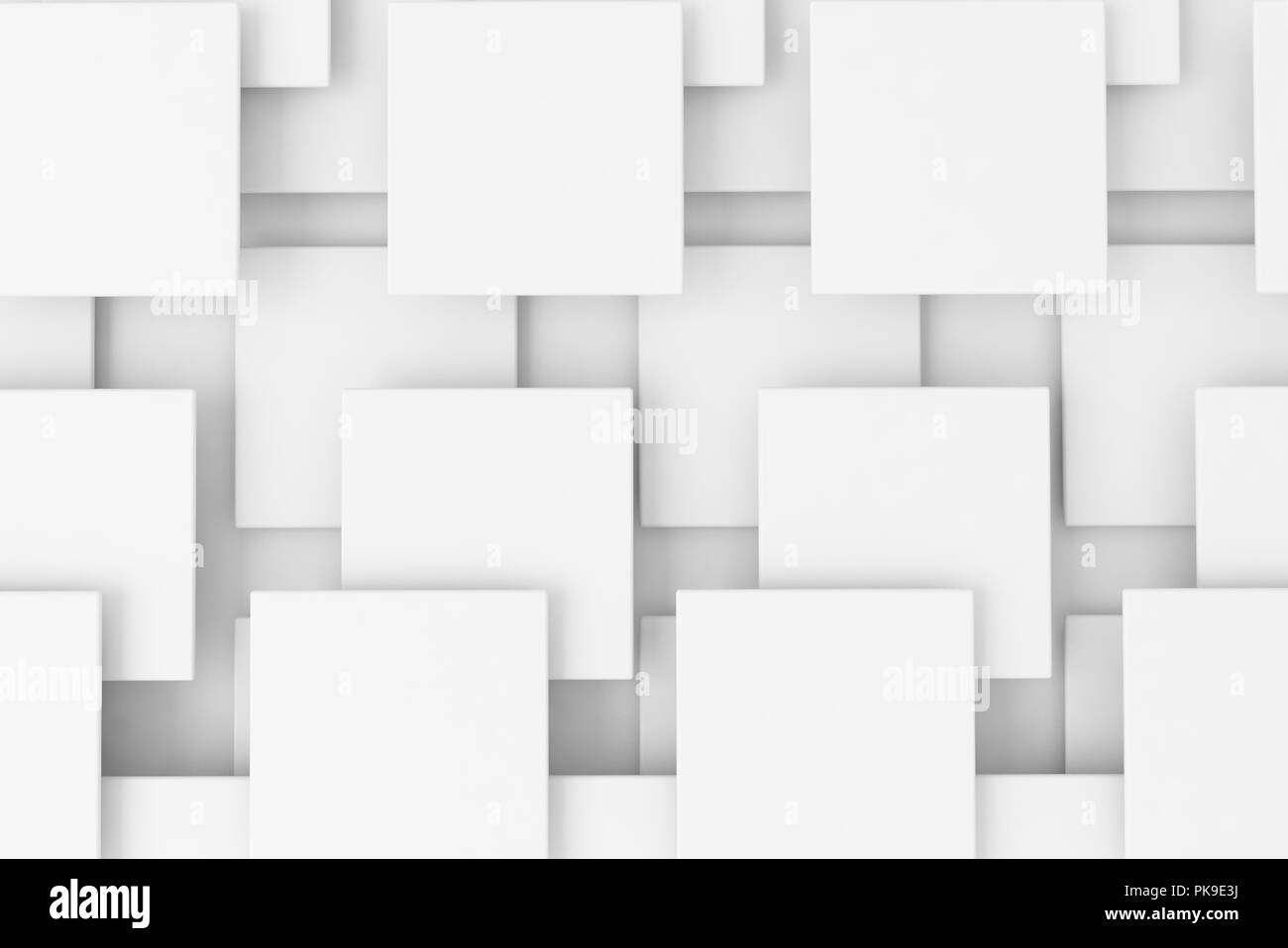 Overlpping white 3d squares texture background Stock Photo