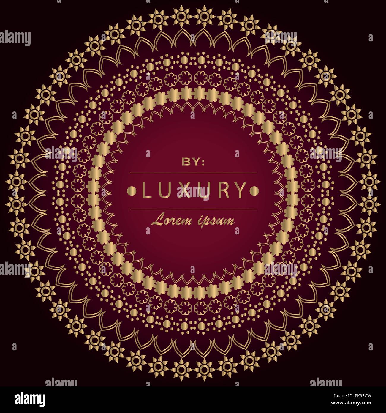 Golden Mandala With Flowers Stock Vector