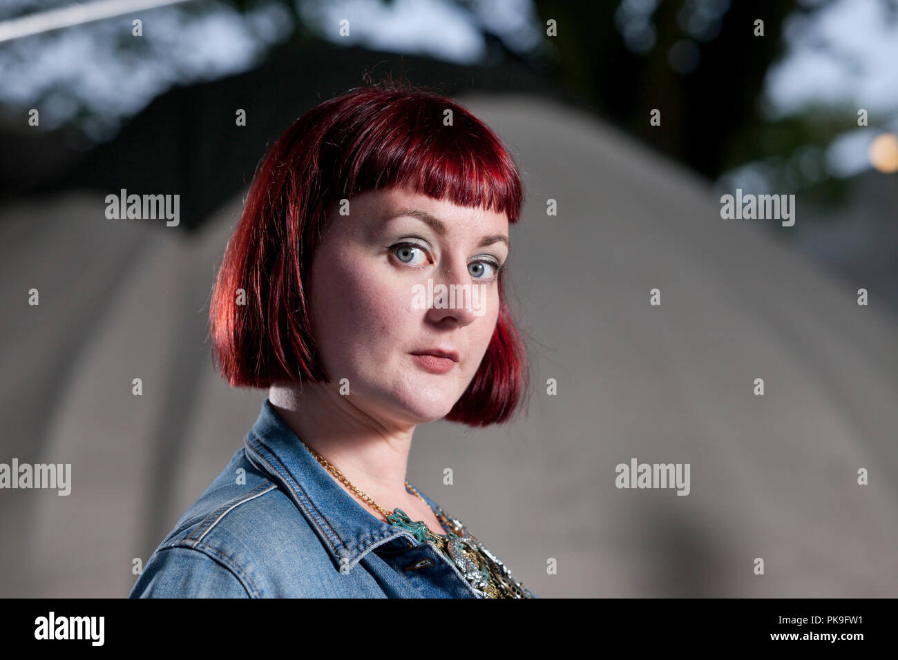 Kirsty Logan is a Scottish novelist, poet, performer, literary editor, writing mentor, book reviewer and writer of short fiction. Pictured at the Edinburgh International Book Festival. Edinburgh, Scotland.  Picture by Gary Doak / Alamy Stock Photo
