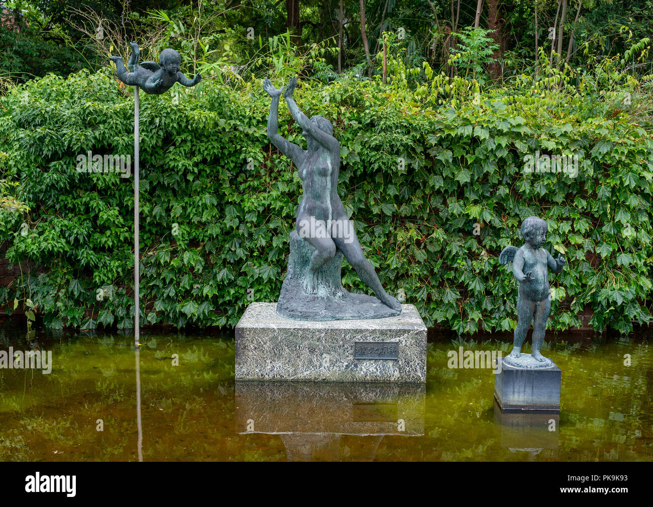 Statues in the Kyoto botanical garden, Kansai region, Kyoto, Japan