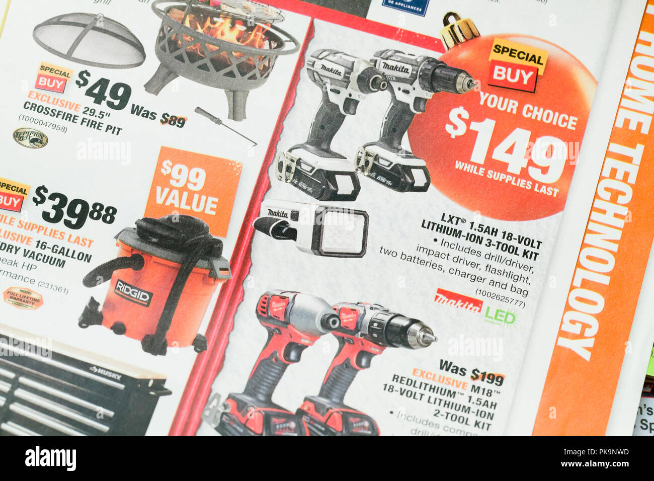 Weekly mailer advertisement from Home Depot (hardware store) - USA Stock Photo