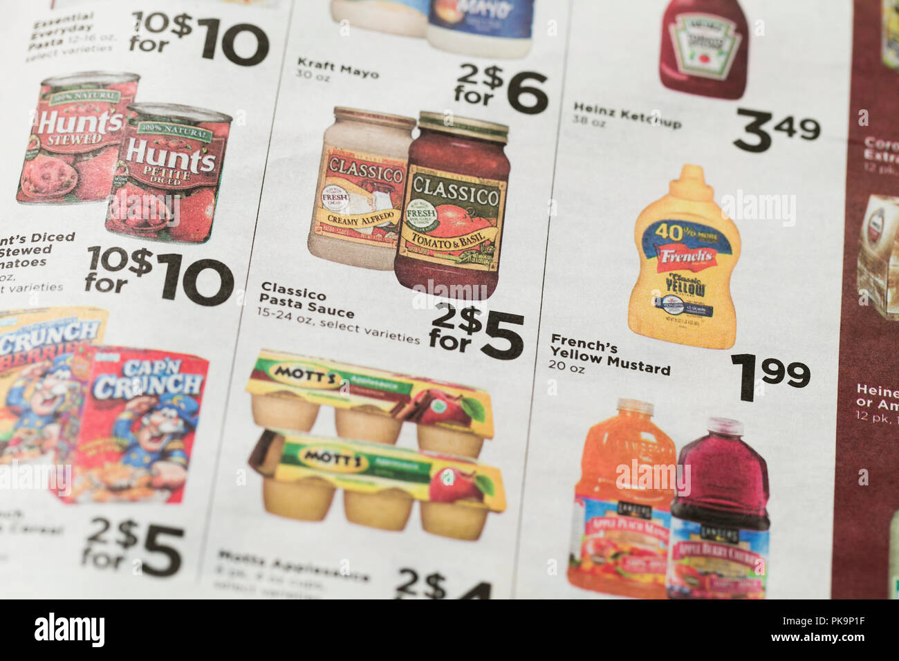 Supermarket groceries ad in weekly mailer ad - USA Stock Photo