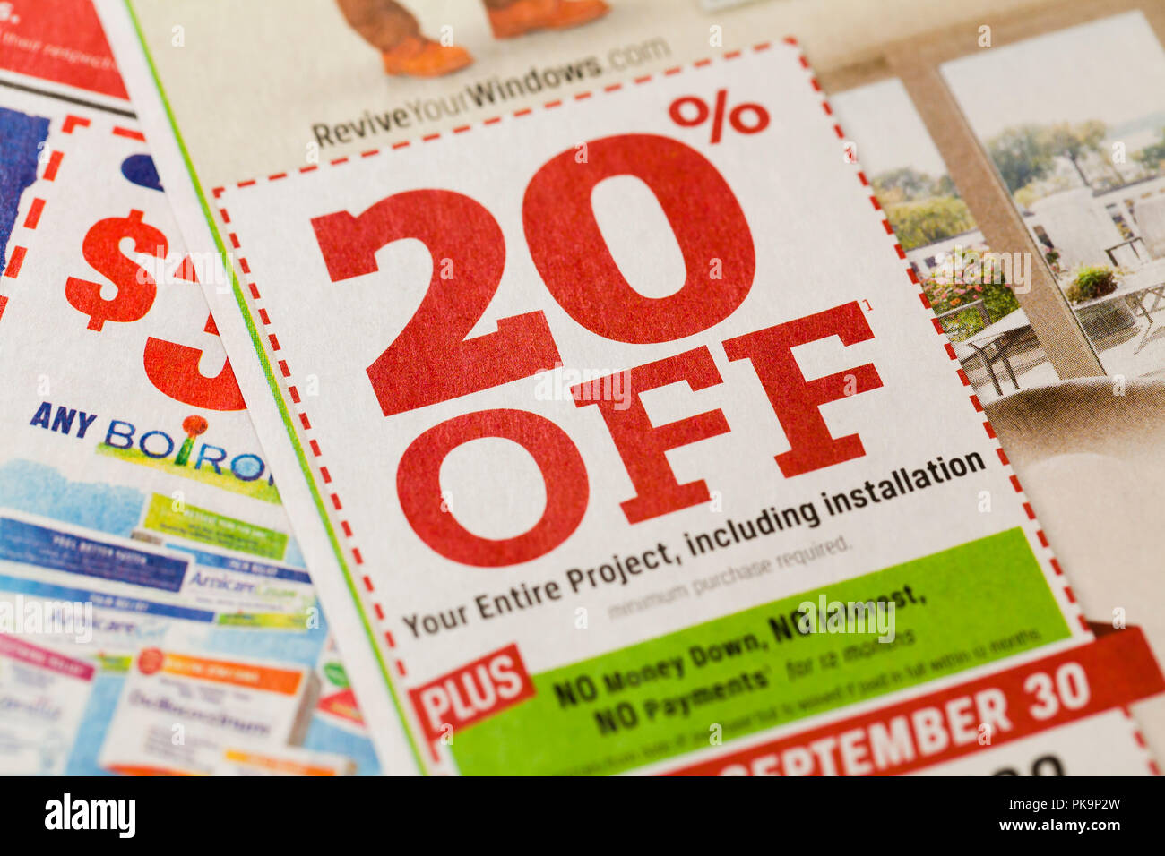 20% off coupon on weekly mailer ad - USA Stock Photo