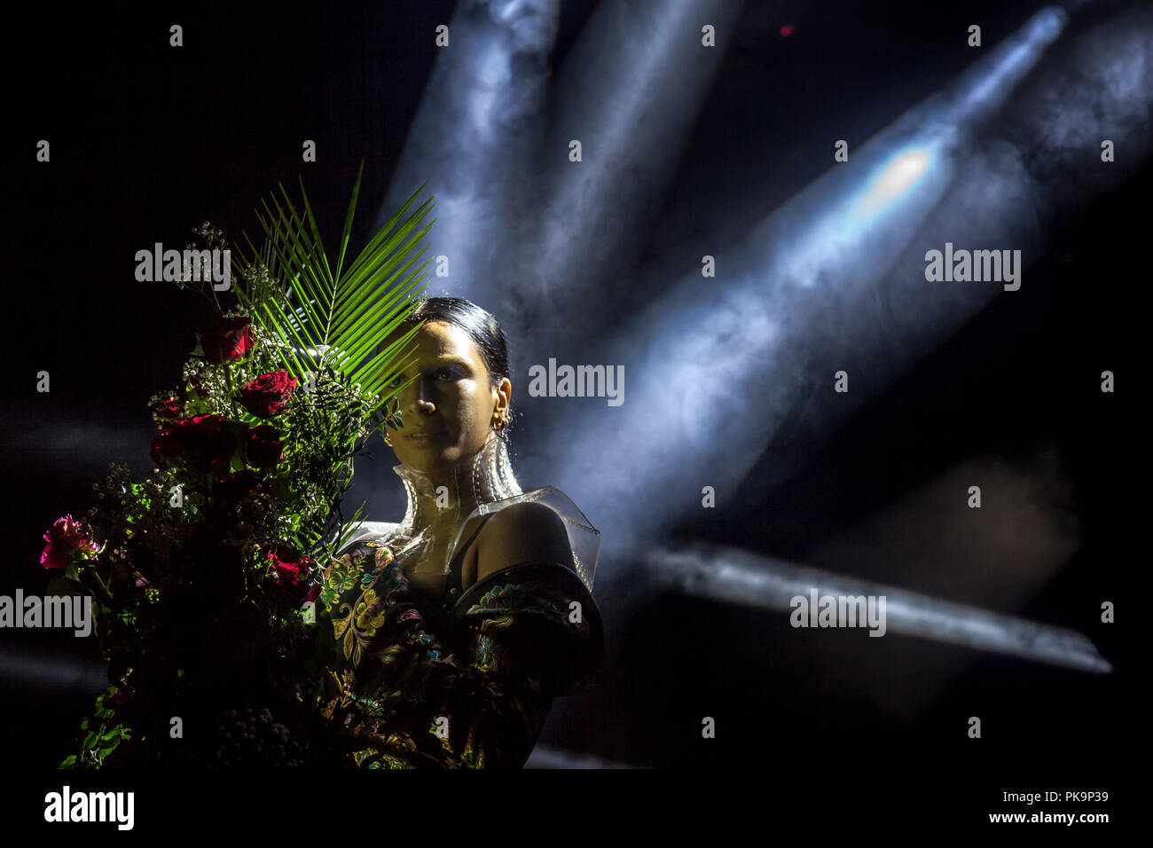 NOVI SAD, SERBIA - JULY 13, 2018: Sevdaliza, aka Sevda Alizadeh, an Iranian Dutch singer songwriter and record producer performing on stage during the Stock Photo