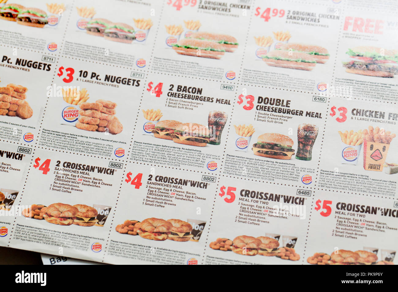 Subway sandwich coupons (fast food coupon) - USA Stock Photo - Alamy