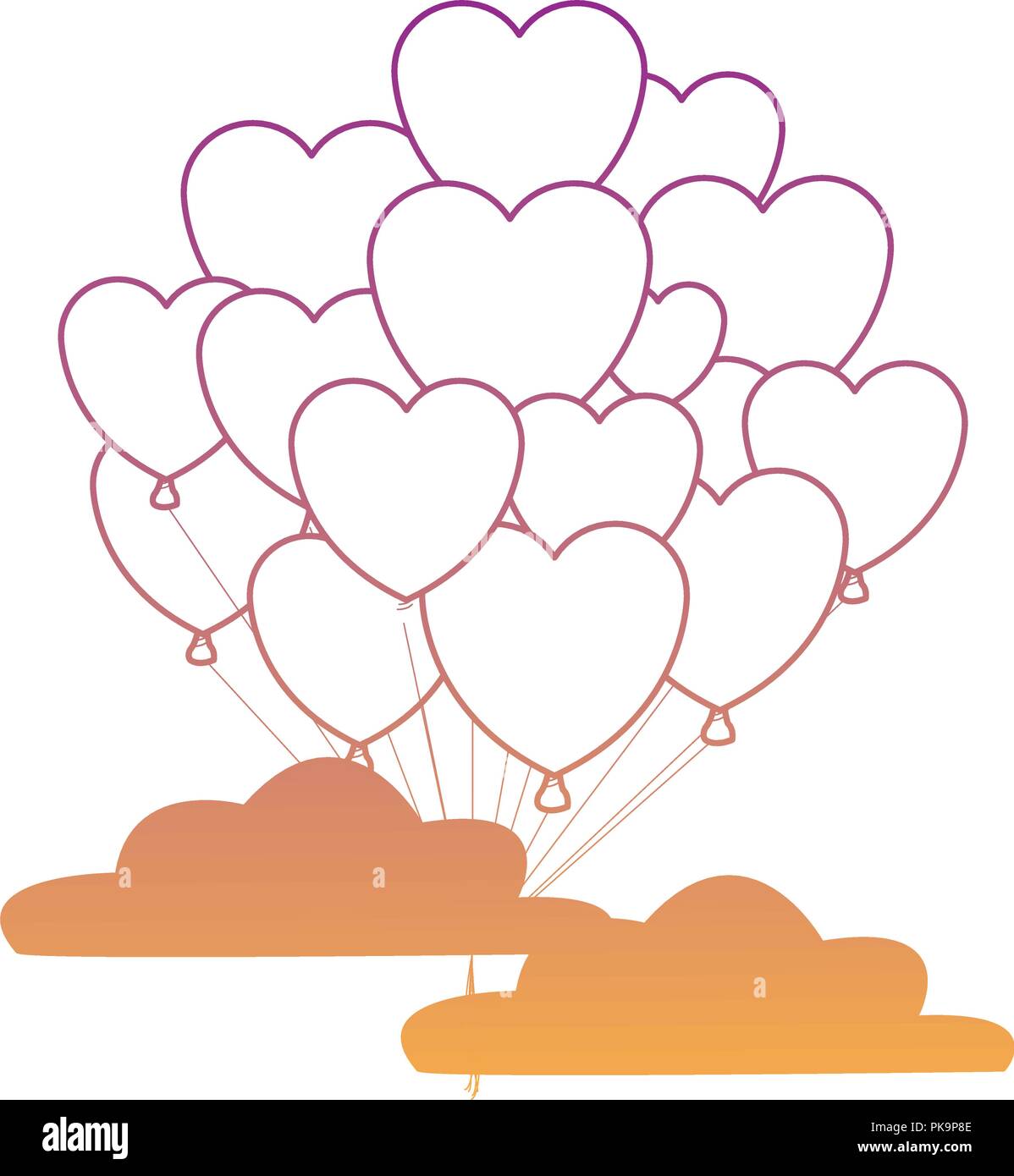 Heart balloons in the sky rainbow lines Stock Vector Image & Art - Alamy