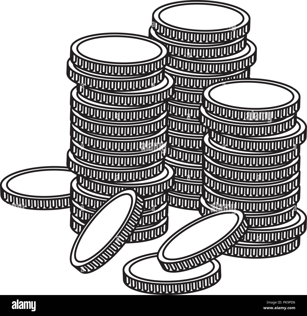 Coins stacked isolated in black and white Stock Vector Image & Art - Alamy