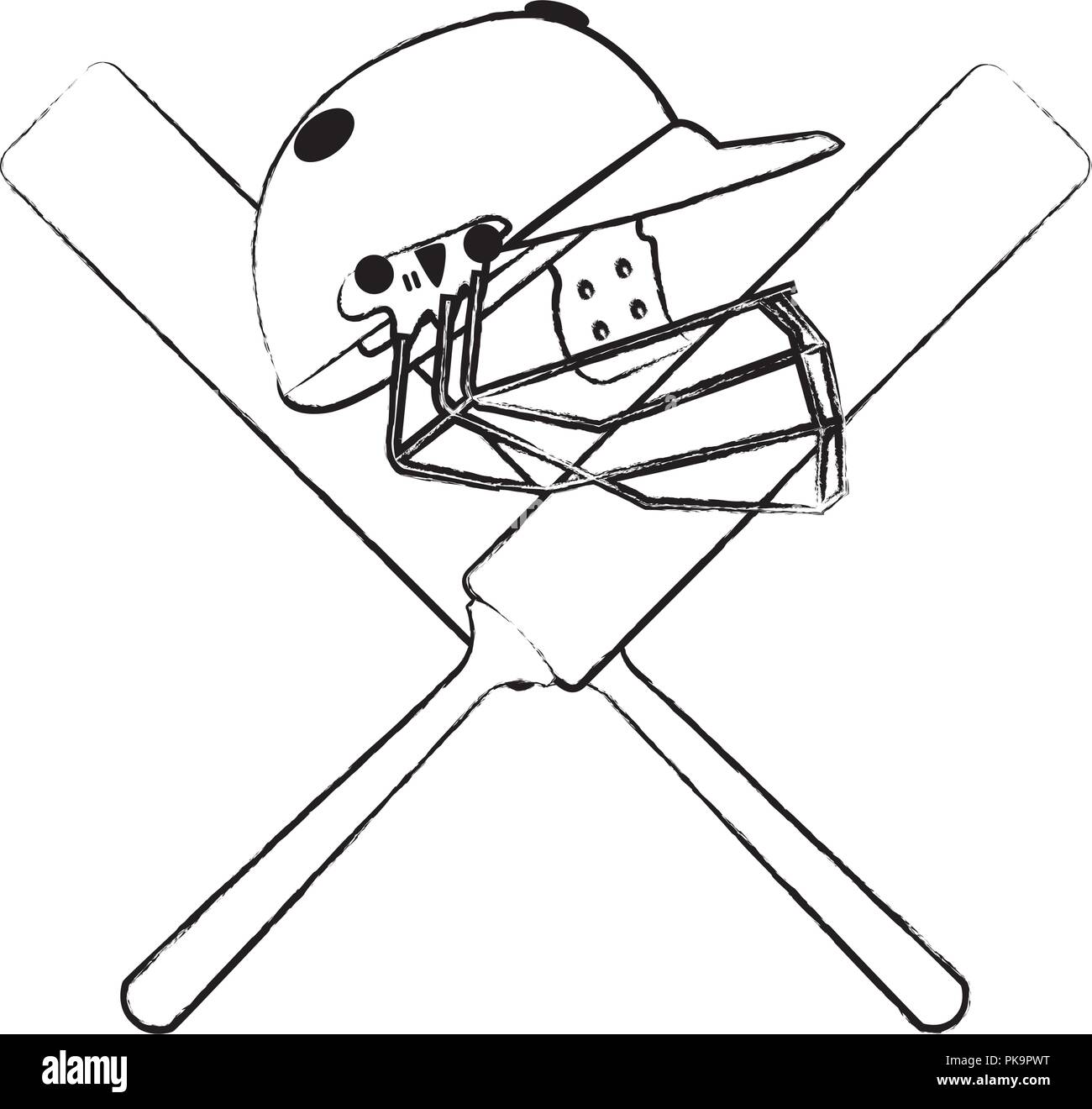 Cricket helmet on bats crossed sketch Stock Vector Image & Art Alamy