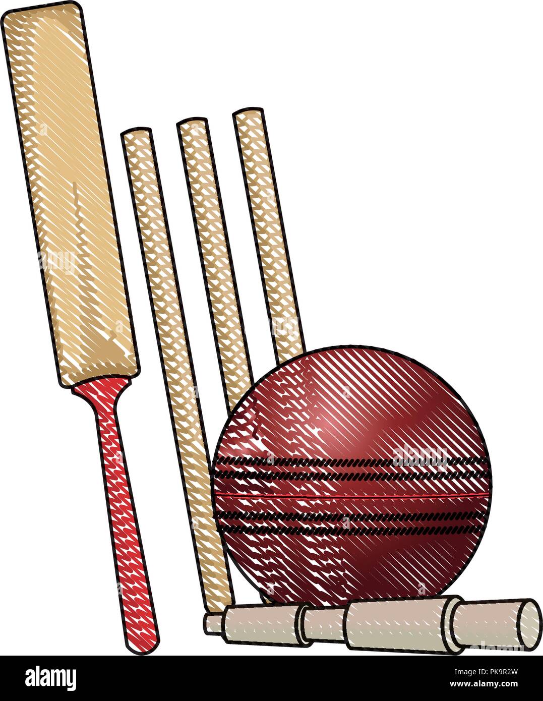 Cricket racket and ball equipment scribble Stock Vector Image & Art Alamy