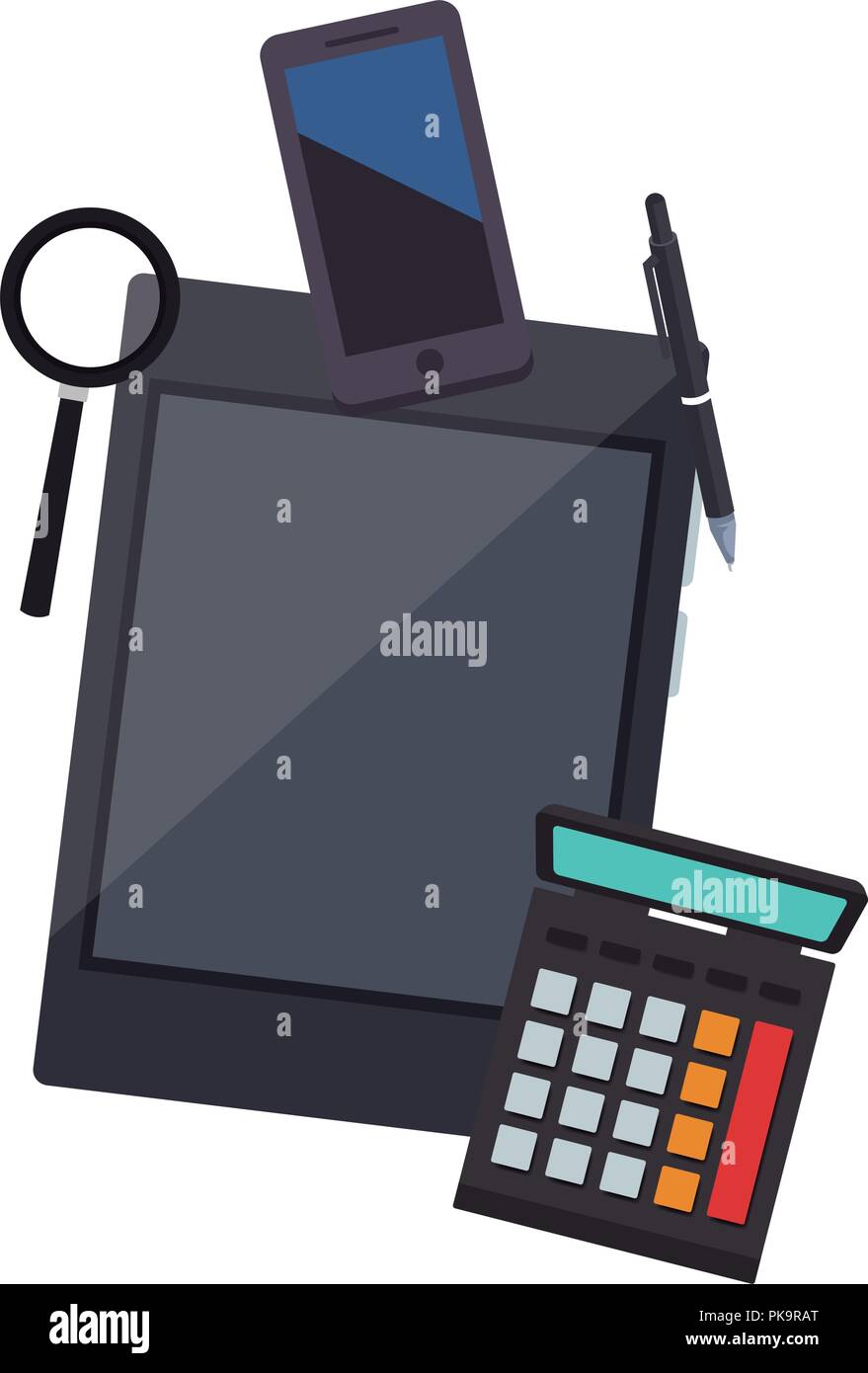Tablet and samrtphone with magnifying glass Stock Vector Image & Art ...