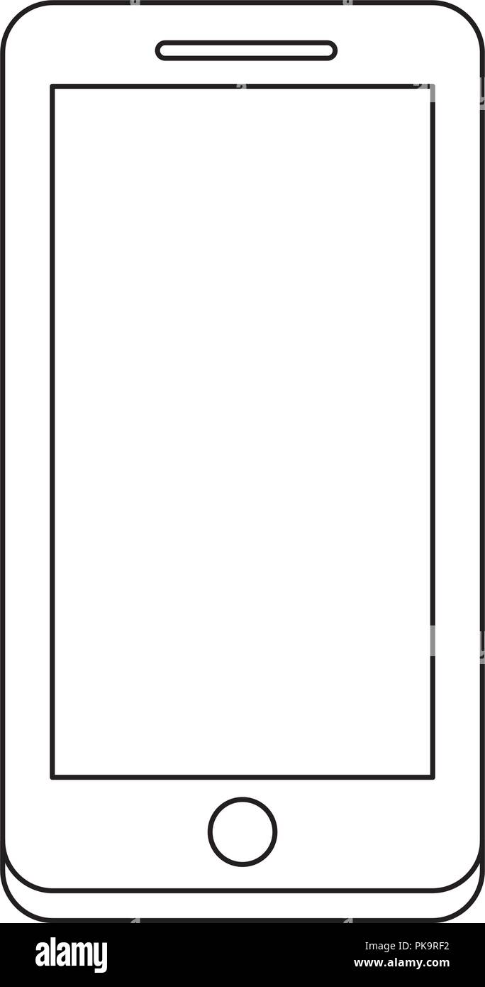 Smartphone technology isolated in black and white Stock Vector Image ...