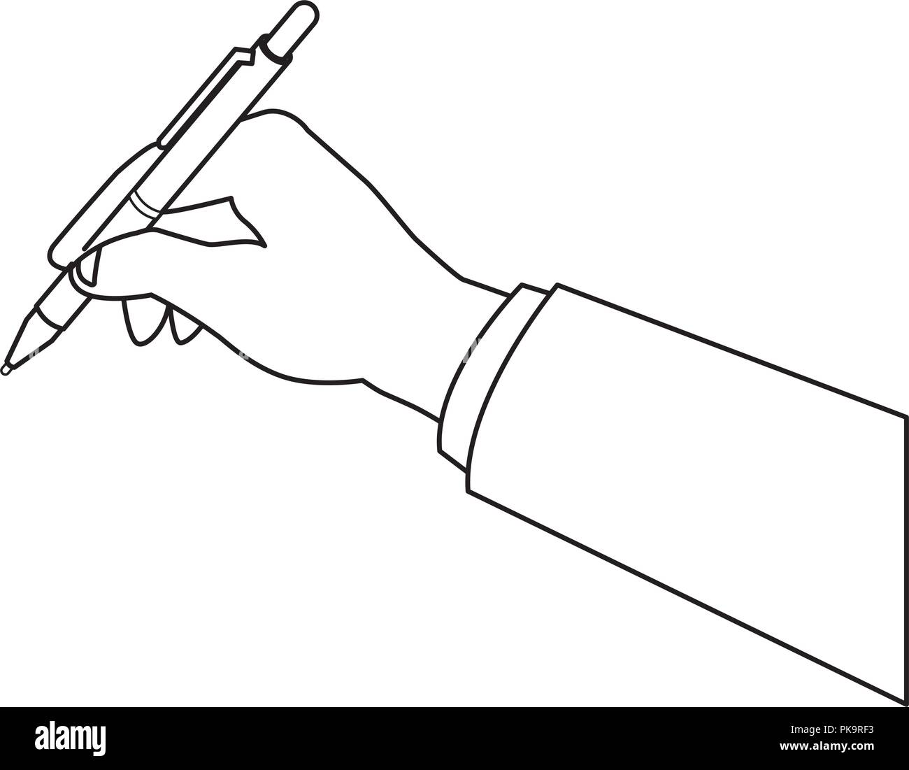 Business hand holding pen in black and white Stock Vector Image & Art ...