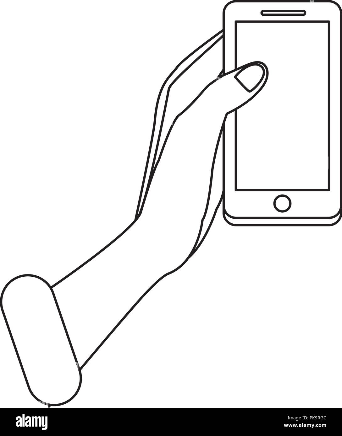 Hand holding smartphone in black and white Stock Vector Image & Art - Alamy