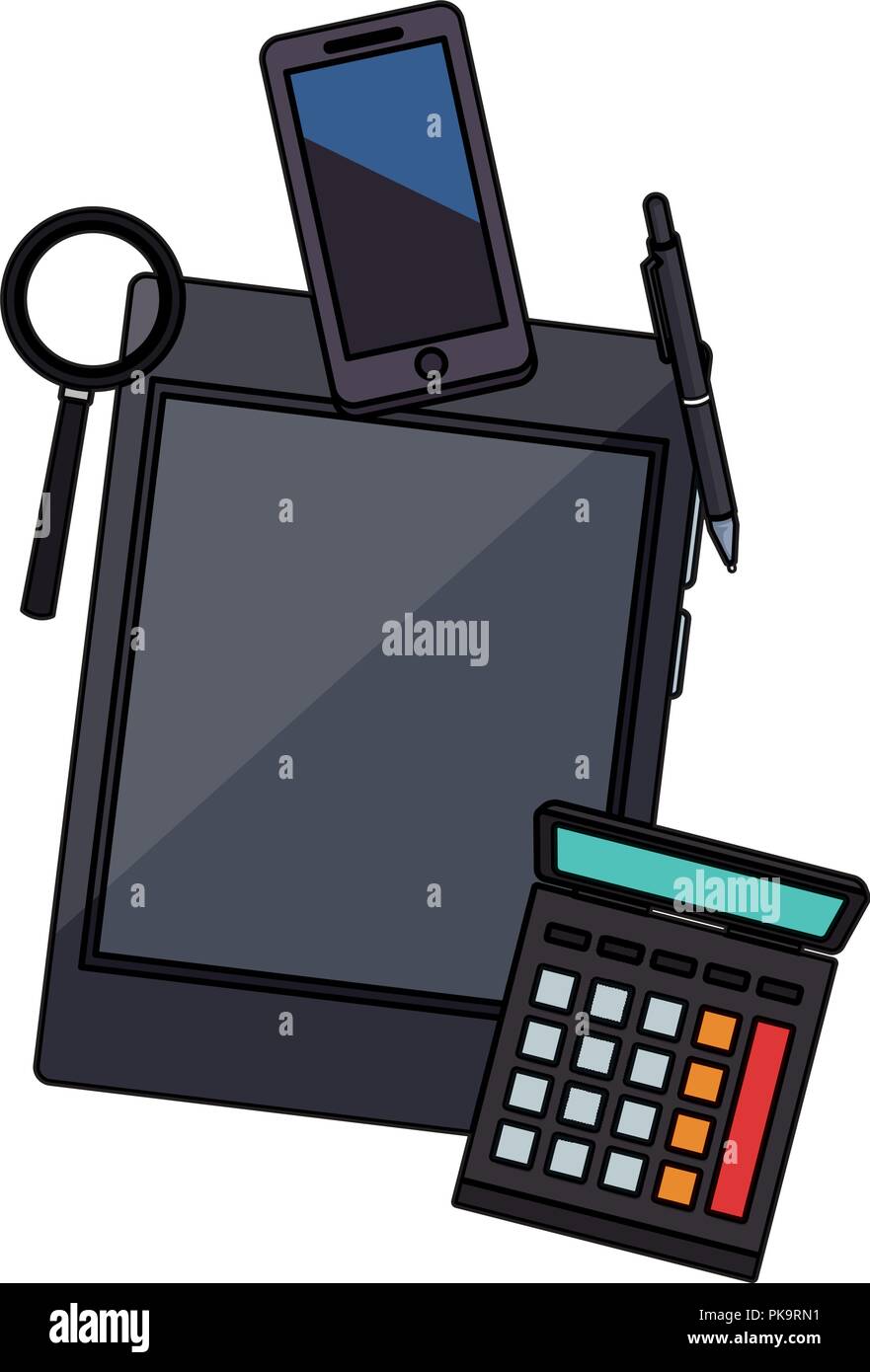 Tablet and samrtphone with magnifying glass Stock Vector Image & Art ...