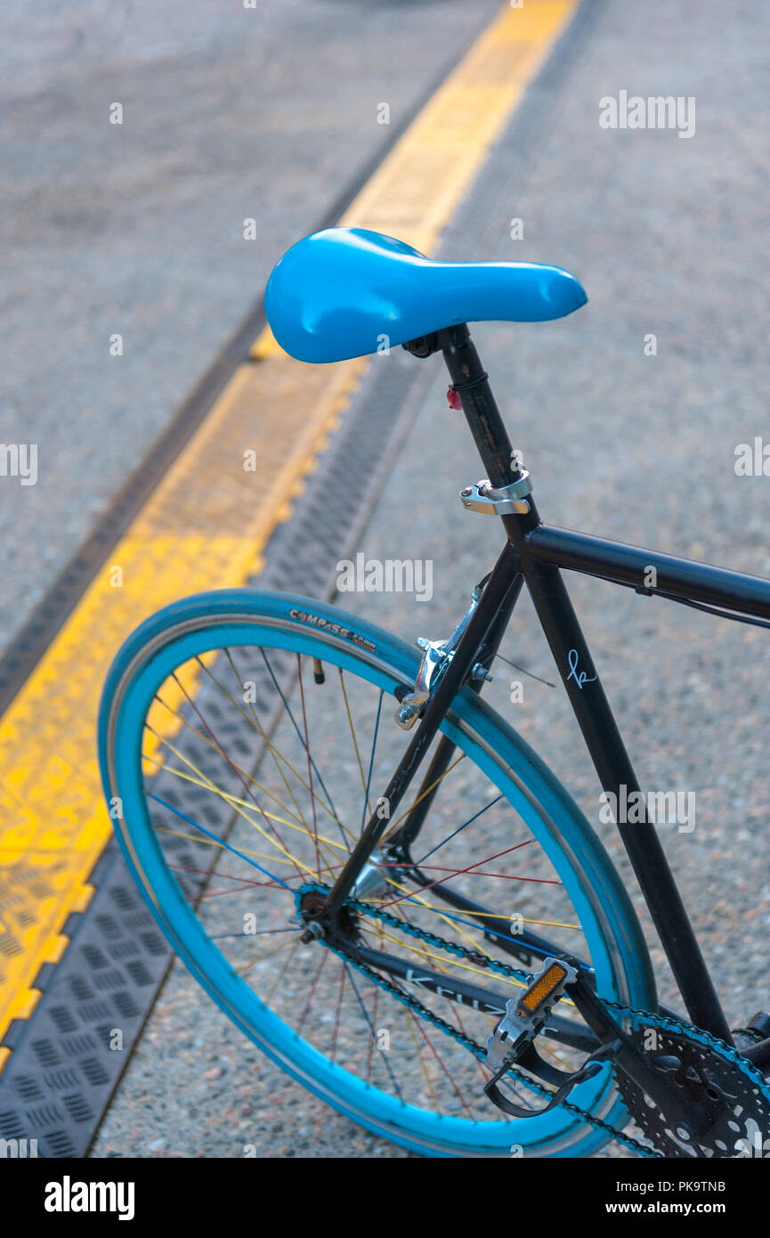 blue bike seat