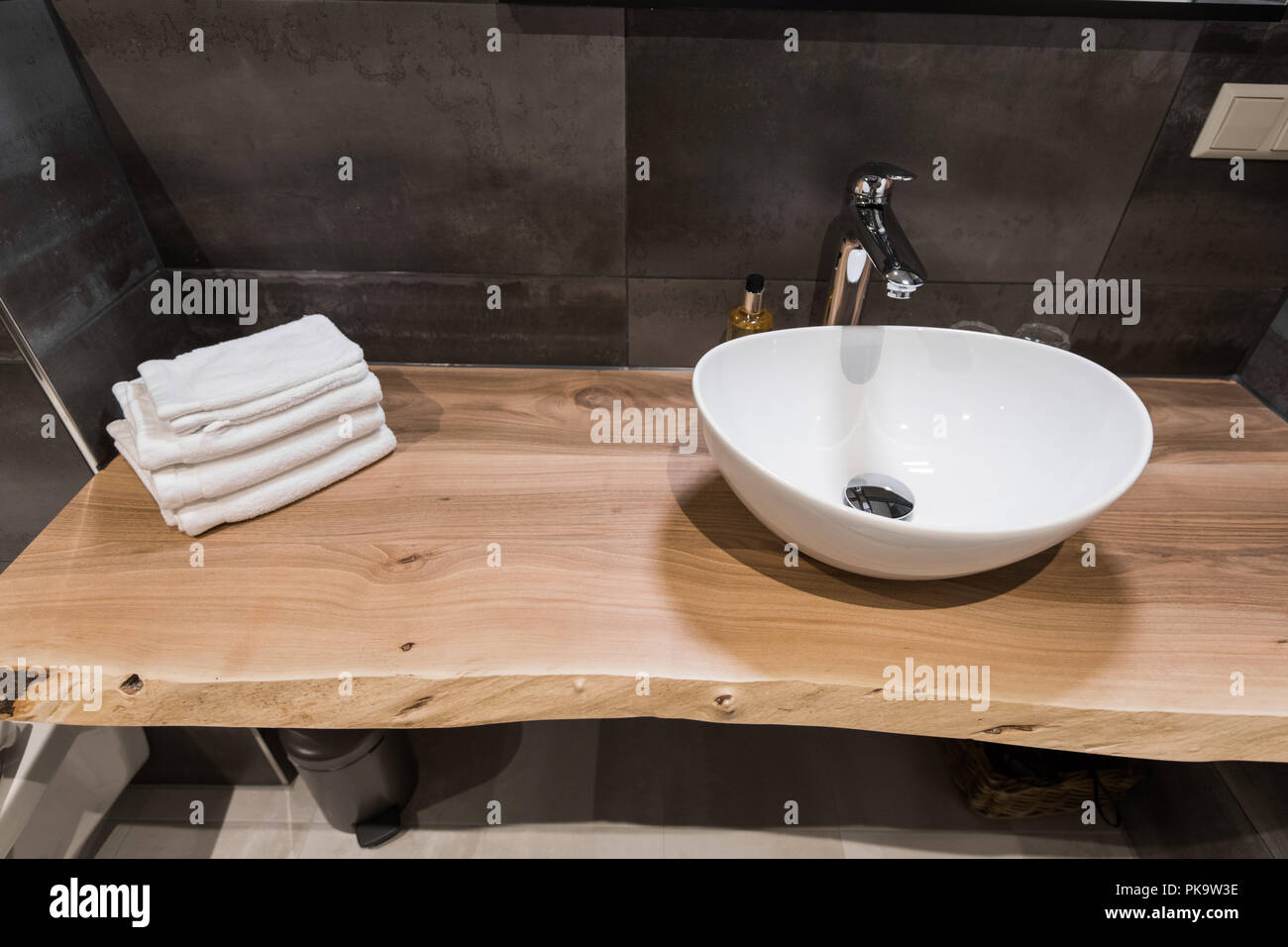 Modern Interior Of The Bathroom The Washbasin Is Made Of White