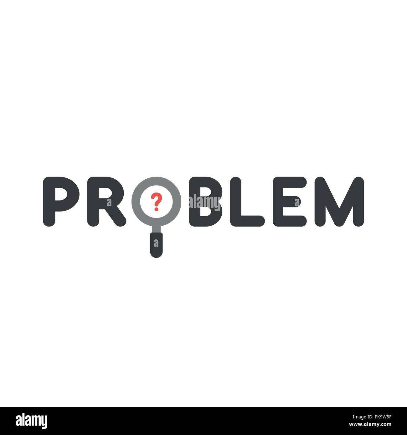 Vector illustration icon concept of problem word with magnifying glass ...