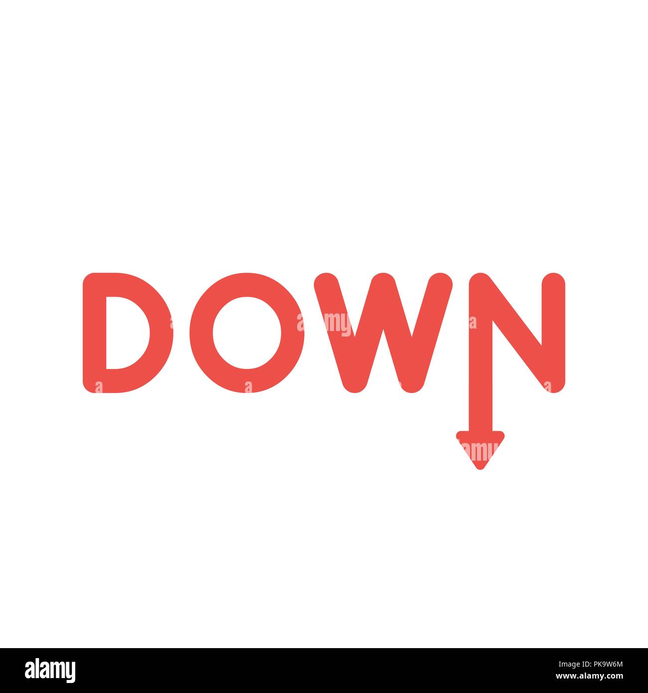 Vector illustration icon concept of down word with arrow moving down. Stock Vector