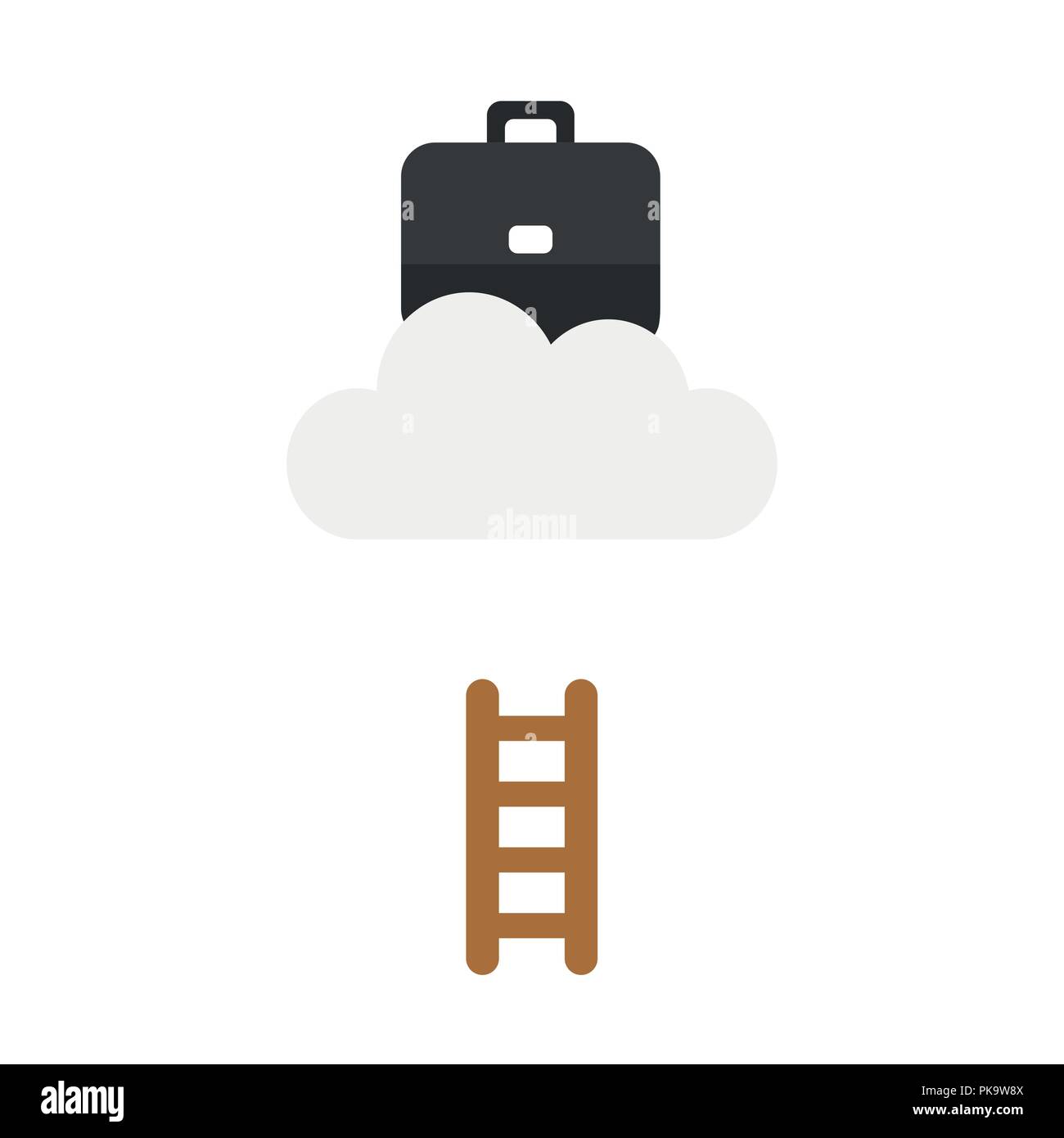 Vector illustration icon concept of briefcase on cloud with short