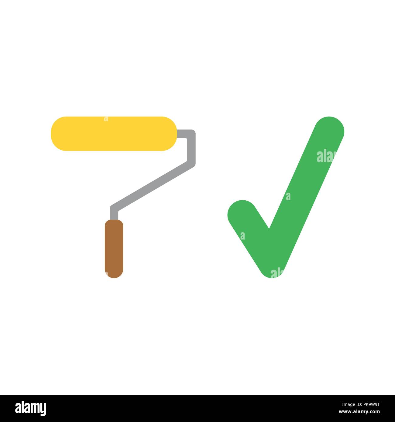 Vector illustration icon concept of yellow paint brush roller with ...