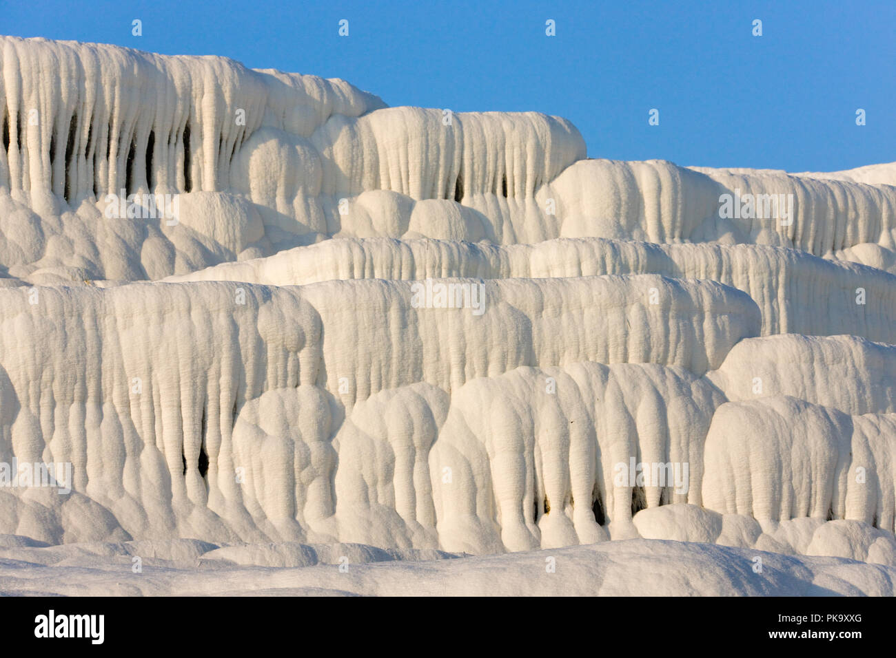 Travertine terraces of Pamukkale, Turkey (UNESCO World Heritage site) Stock Photo