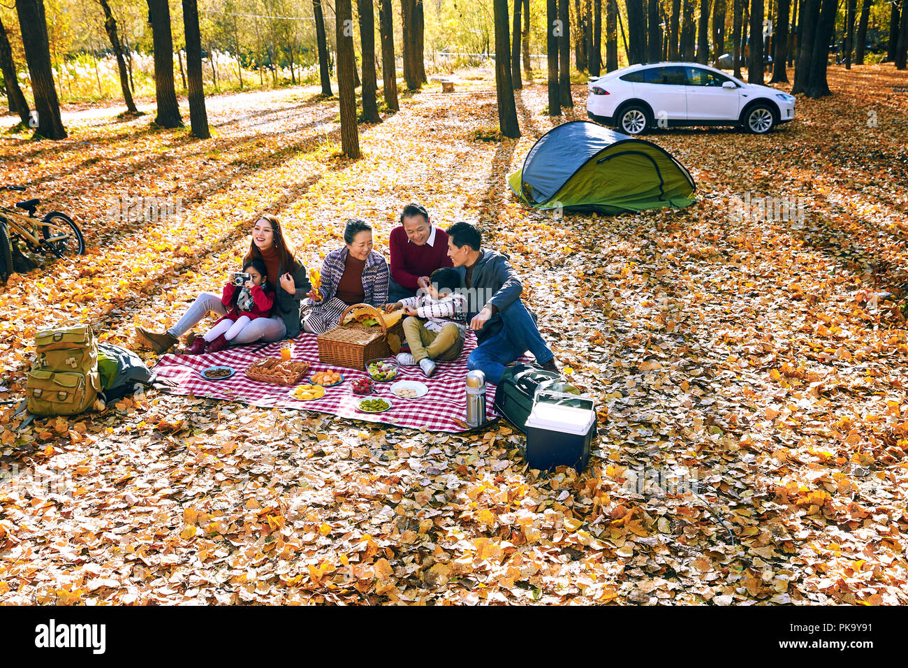Happy family outdoor outing Stock Photo Alamy