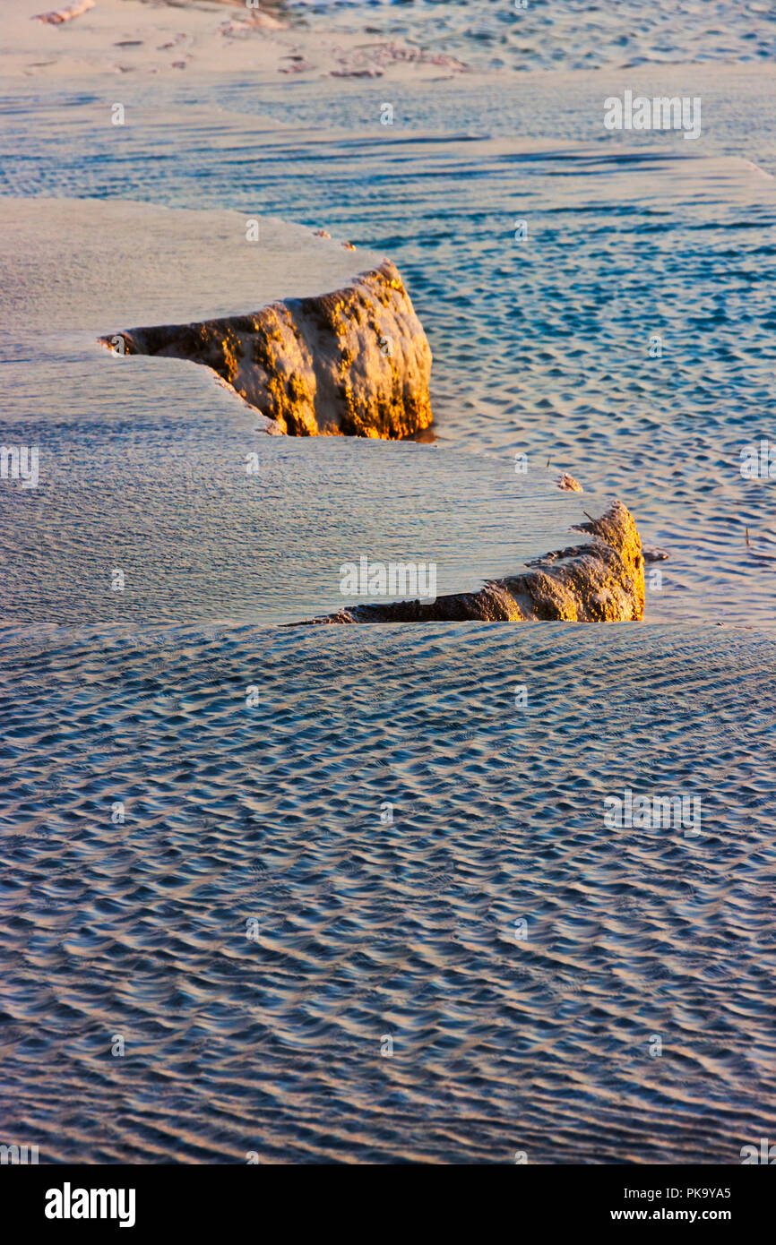 Travertine terraces of Pamukkale, Turkey (UNESCO World Heritage site) Stock Photo