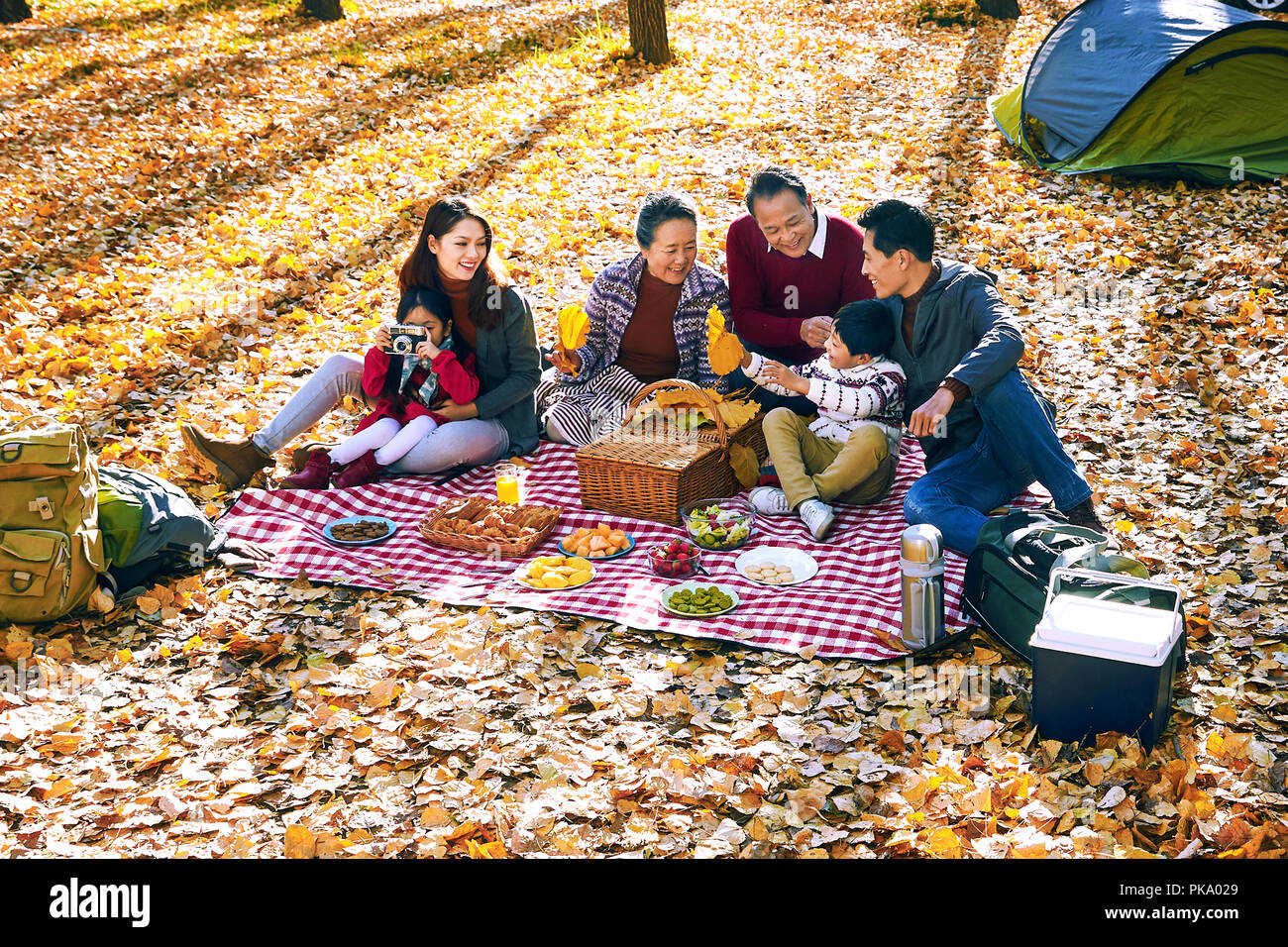 Happy family outdoor outing Stock Photo Alamy